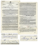 Three Stooges Contract Signed by Moe Howard, Larry Fine & Joe DeRita From January 1959 With William Morris Agency -- 2pp. on Single 8.5 x 14 Sheet -- Very Good Condition